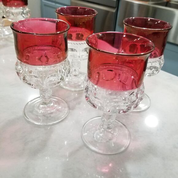 Indiana Glass Kings Crown Thumbprint water glass goblets vintage set of 4 - Picture 2 of 10